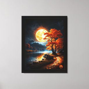 Impressão Em Tela Reino Encantado da Lua Laranja por Xzendor7