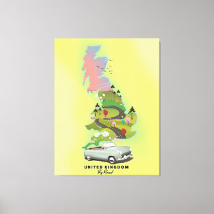 Impressão Em Tela Reino Unido "By Road" Viagens vintage.