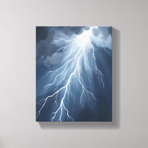 Impressão Em Tela Relâmpagos   Aquarela de Céu Tempestuoso