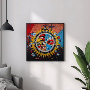 Impressão Em Tela Relógio Surrealista de Arte Pop em Tela Tempo, Cid