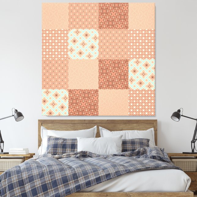 Impressão Em Tela Remendo Rosa Retro (Insitu(Quarto))