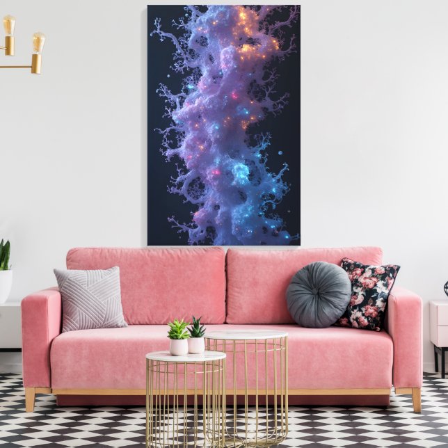 Impressão Em Tela Renderização 3D Estrutura Orgânica Mística (Insitu(Sala de estar))