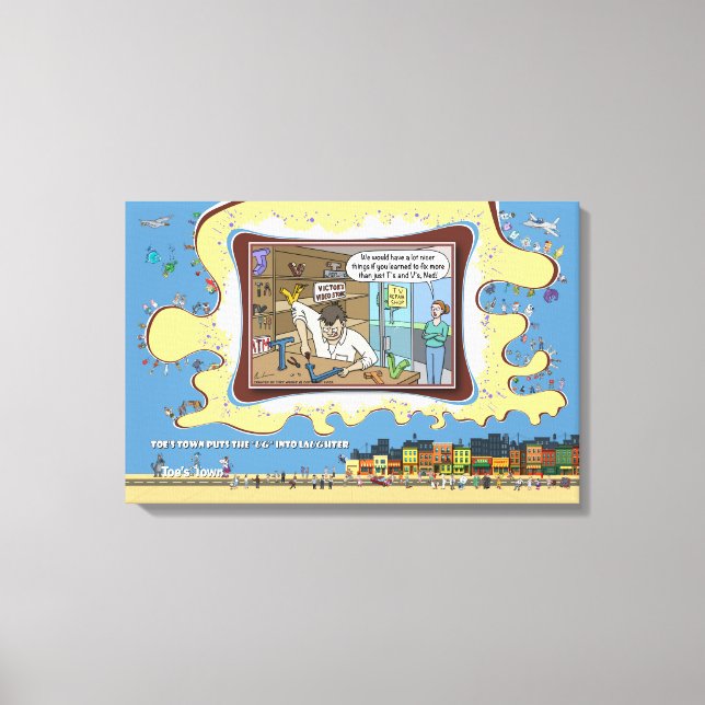 Impressão Em Tela Reparador de TV | Humor de Jogos de Palavras Absur (Frente)