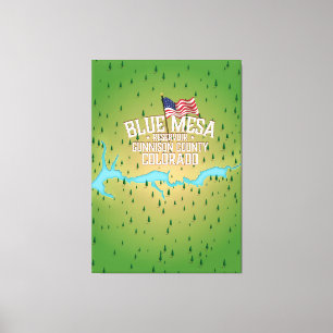 Impressão Em Tela Reservatório azul do Mesa, Gunnison, mapa de