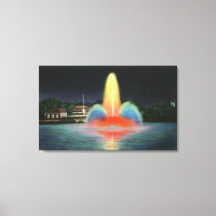 Impressão Em Tela Reservatório de Highland Park iluminado na noite