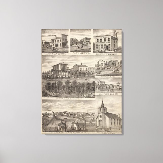 Impressão Em Tela Residências, empresas e Cidade de Eyota (Frente)