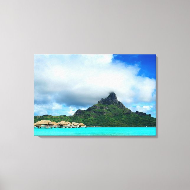 Impressão Em Tela Resort tropical em Bora Bora panorama em tela (Frente)