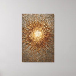 Impressão Em Tela Resplendor Texturizado de Rajada de Sol Dourada Pa