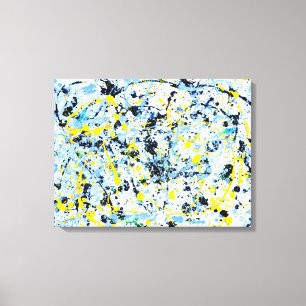 Impressão Em Tela Resumo em Azul, Amarelo & Preto