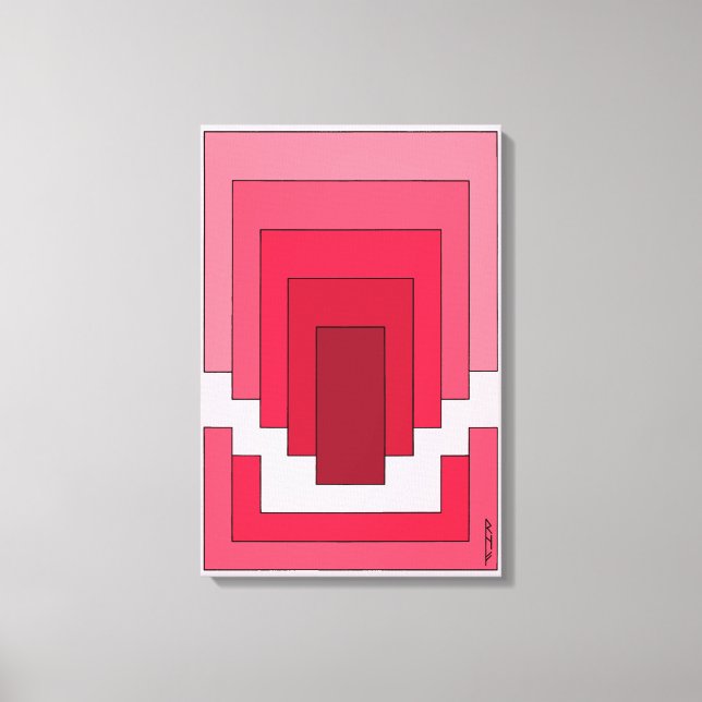 Impressão Em Tela Retângulo Abstrato em Vermelho (Frente)