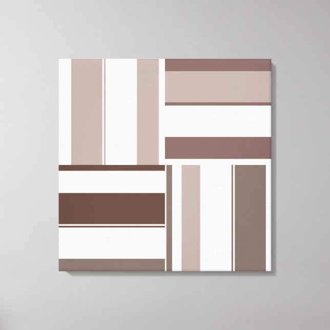 Impressão Em Tela Retângulos Geométricos de Bloco de Cores - Castanh (Frente)