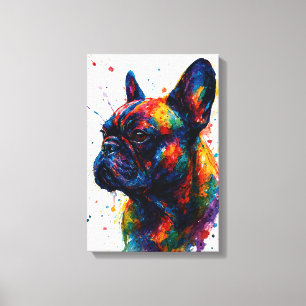 Impressão Em Tela Retrato Abstrato de Bulldog Francês – Estilo Salpi