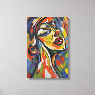 Impressão Em Tela Retrato Abstrato Negrito - Arte Expressionista