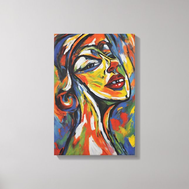 Impressão Em Tela Retrato Abstrato Negrito - Arte Expressionista (Frente)