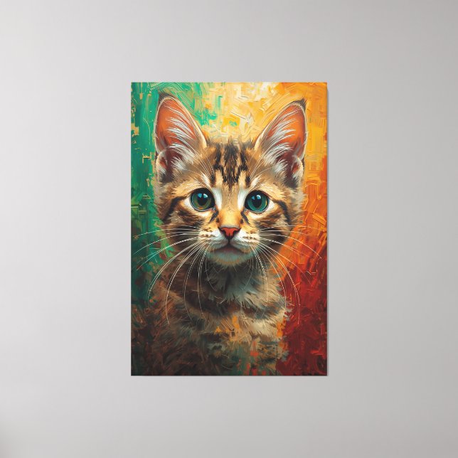 Impressão Em Tela Retrato Artístico De Kitten - Pintura A Óleo Vibra (Frente)