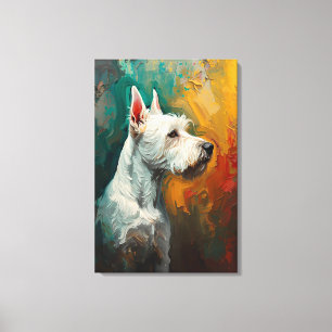 Impressão Em Tela Retrato Artístico de Terrier em Pintura a Óleo Vib