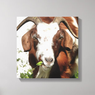 Impressão Em Tela Retrato Artístico Whimsical De Um Grazing De Cabra