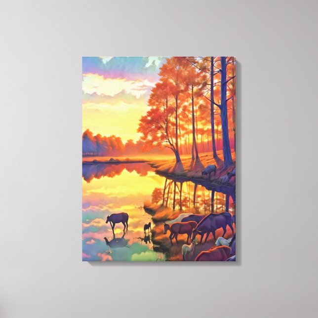 Impressão Em Tela retrato cênico da esfera solar perto da margem do  (Frente)