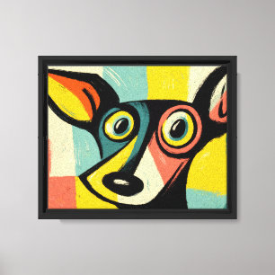 Impressão Em Tela Retrato Colorido de Cachorro em Pop Art