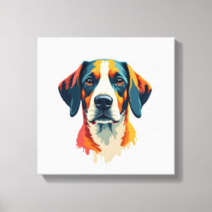 Impressão Em Tela Retrato Colorido Vintage de Cachorro em Estilo Pop