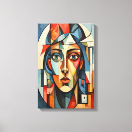 Impressão Em Tela Retrato Cubista Moderno Geométrico