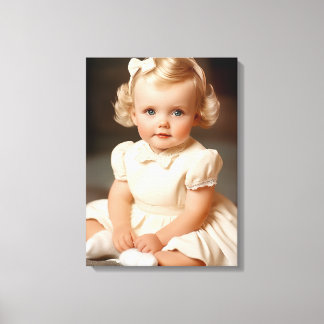 Impressão Em Tela Retrato da Baby Girl dos anos 50