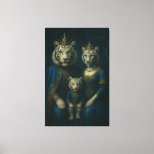Impressão Em Tela Retrato da Família do Tigre Branco Real – Majestos