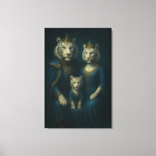 Impressão Em Tela Retrato da Família do Tigre Branco Real – Majestos