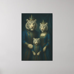 Impressão Em Tela Retrato da Família Real do Tigre Branco – Majestos