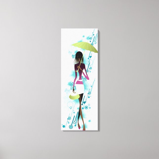 Impressão Em Tela Retrato da jovem segurando bolsa e guarda-chuva (Frente)