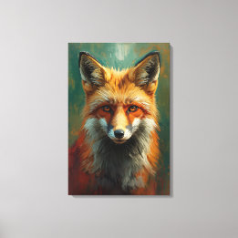 Impressão Em Tela Retrato da Raposa Vermelha Artística - Pintura a Ó