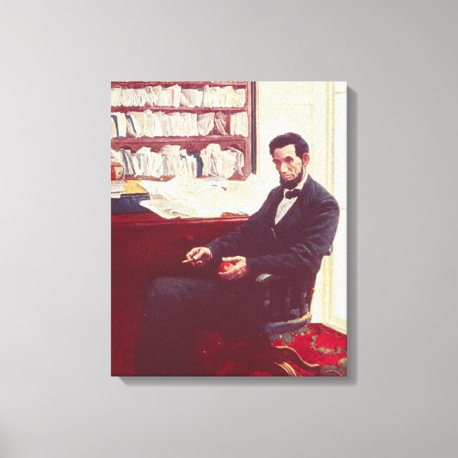 Impressão Em Tela Retrato de Abraham Lincoln (Frente)