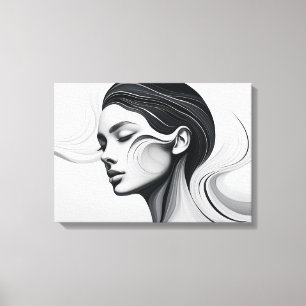 Impressão Em Tela Retrato de Arte de Linha Minimalista