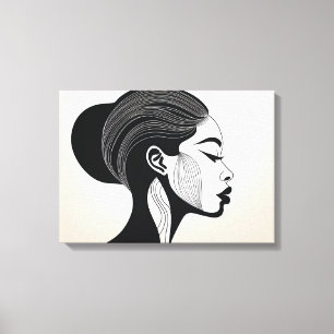 Impressão Em Tela Retrato de Arte de Linha Minimalista