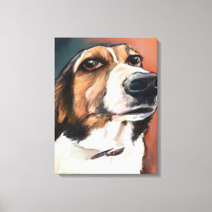 Impressão Em Tela Retrato de Beagle   Desenho De Lápis Colorido