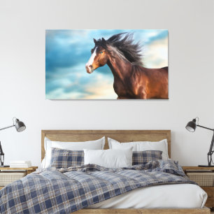 Impressão Em Tela Retrato de Belo Cavalo com Longa Manga