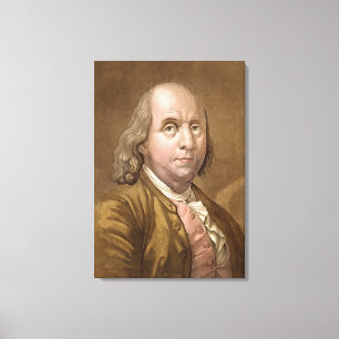 Impressão Em Tela Retrato de Benjamin Franklin (1706-1790), de Le