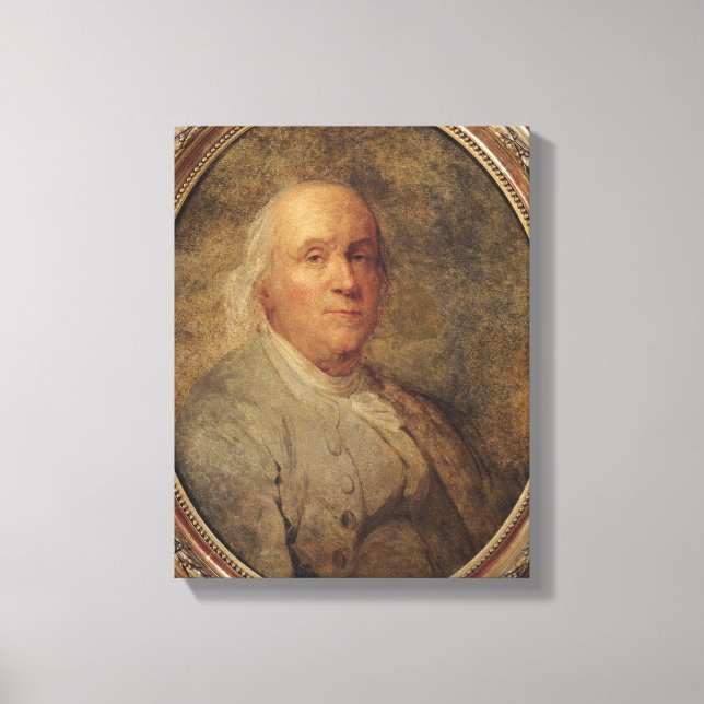 Impressão Em Tela Retrato de Benjamin Franklin, c.1780 (Frente)