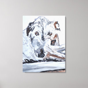 Impressão Em Tela Retrato de Cachorro Branco Descansando