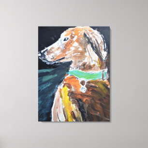 Impressão Em Tela Retrato de Cachorro Dachshund
