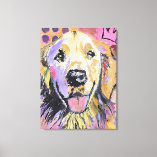 Impressão Em Tela Retrato de Cachorro de Arte Pop Expressionista Cor