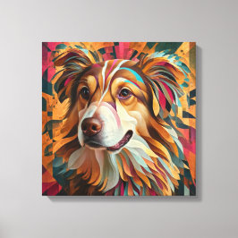 Impressão Em Tela Retrato de Cachorro Geométrico abstrato - Arte Dig