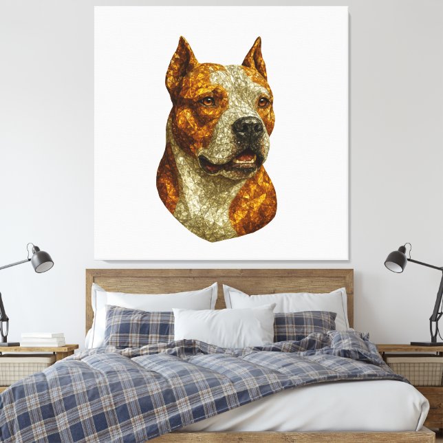 Impressão Em Tela Retrato de Cachorro Pitbull (Insitu(Quarto))