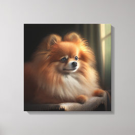 Impressão Em Tela Retrato de Cachorro Pomerano