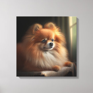 Impressão Em Tela Retrato de Cachorro Pomerano