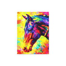 Retrato de Cavalo Vibrante Impasto Colorido Selvag