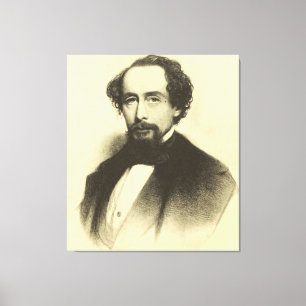 Impressão Em Tela Retrato de Charles Dickens do vintage