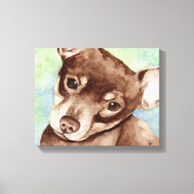 Impressão Em Tela Retrato de Chihuahua (Frente)