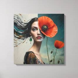 Impressão Em Tela Retrato de colagem popular