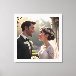 Impressão Em Tela Retrato de desenho animado 3D personalizado a part